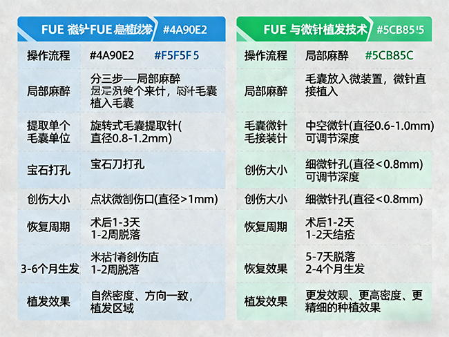 FUE与微针植发技术对比：哪种更适合你的脱发问题？