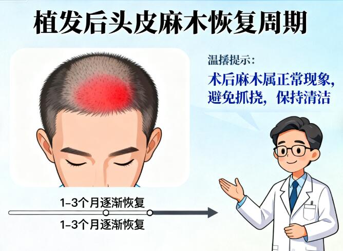 植发后头皮麻木多久能恢复?1-6个月科学恢复指南,关键护理别忽视!