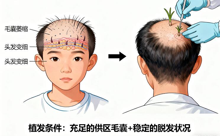 青少年遗传性脱发植发条件全解析:稳定期、毛囊资源、健康评估三重门槛