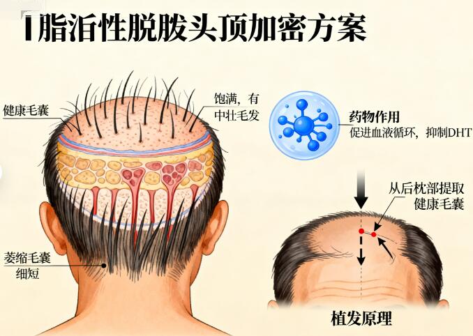 脂溢性脱发头顶加密:科学方案重拾浓密秀发