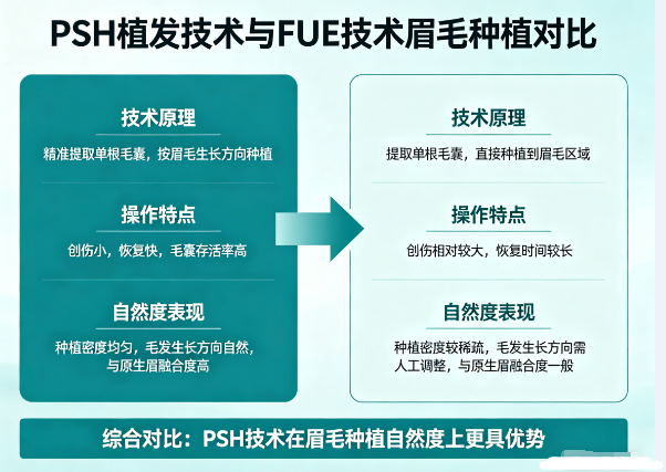 PSH植发技术VS传统FUE:眉毛种植自然度深度对比与选择指南