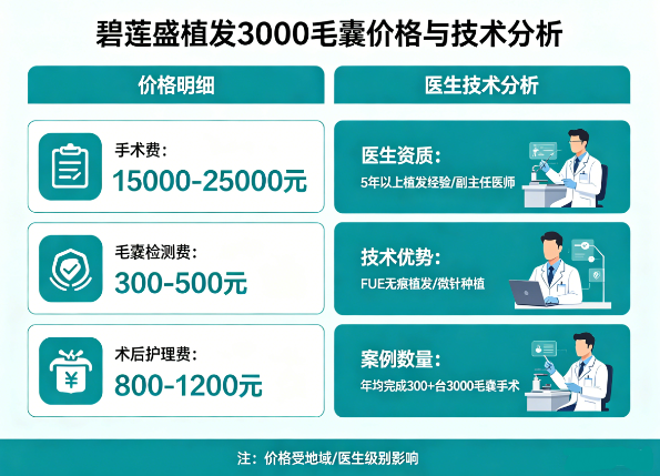 碧莲盛植发3000毛囊要多少钱?价格明细+医生技术分析!