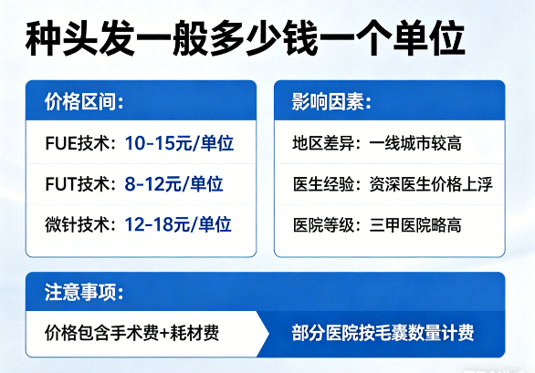 种头发一般多少钱一个单位？植发单价全解析，看完不踩坑