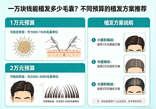 一万块钱能植发多少毛囊？不同预算的植发方案推荐