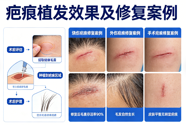 ​疤痕植发效果怎么样？烧伤、外伤、手术后疤痕修复案例