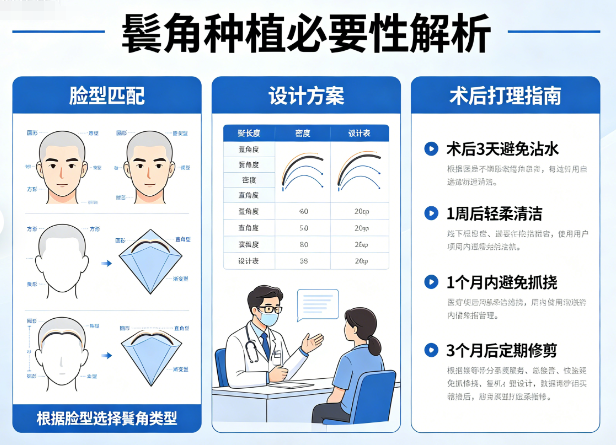 鬓角种植有必要吗?脸型匹配+设计方案+术后打理指南