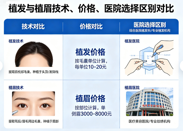 植发和植眉是一回事吗?技术、价格、医院选择区别