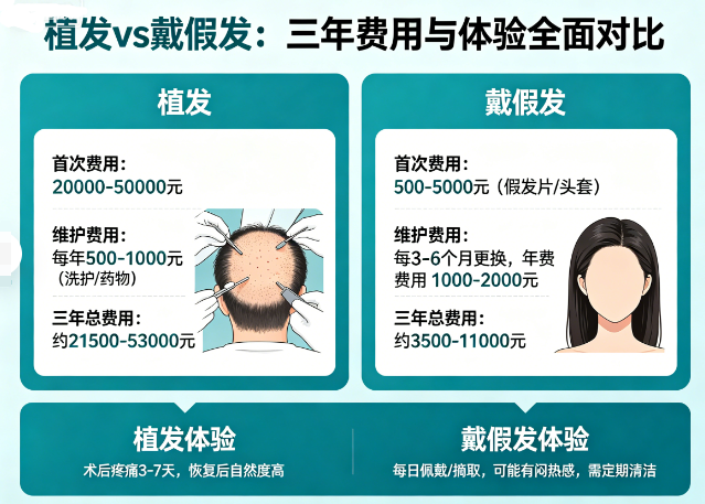 植发和戴假发哪个更划算?三年费用与体验全面对比
