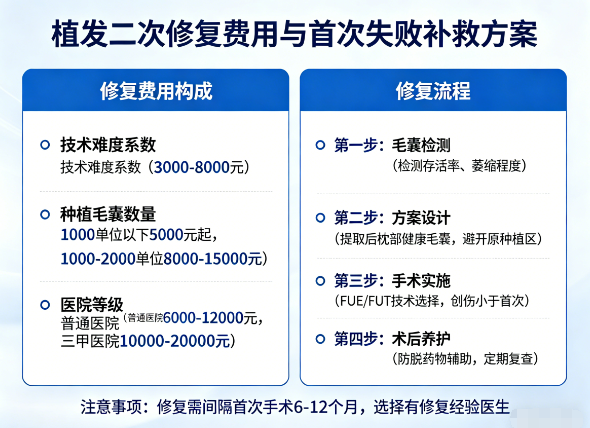 植发二次修复要多少钱?第一次失败后的补救方案