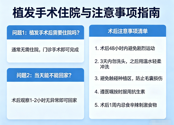 植发手术后需要住院吗？当天能不能回家，注意事项清单