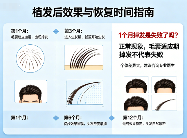 植发后多久才能看到最终效果？1个月掉发是失败了吗？