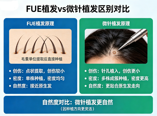 FUE植发和微针植发有什么区别？哪个自然度更好？