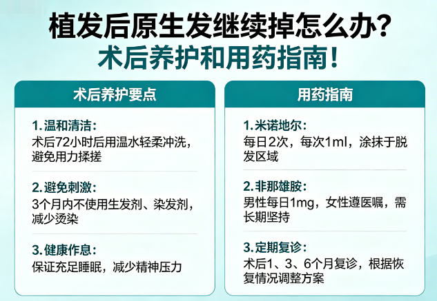 植发后原生发继续掉怎么办？术后养护和用药指南！