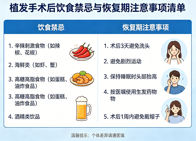 植发手术后饮食禁忌与恢复期注意事项清单