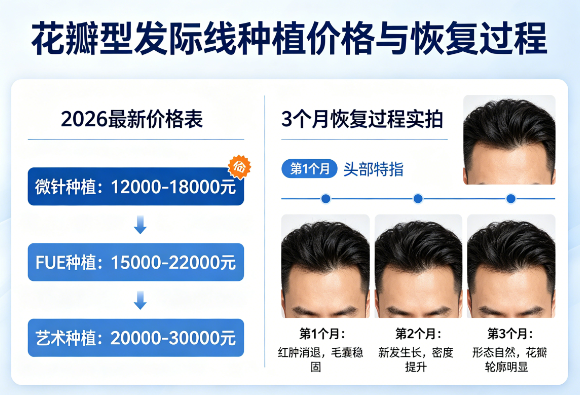 花瓣型发际线种植多少钱?2026 最新价格表+3 个月恢复过程实拍