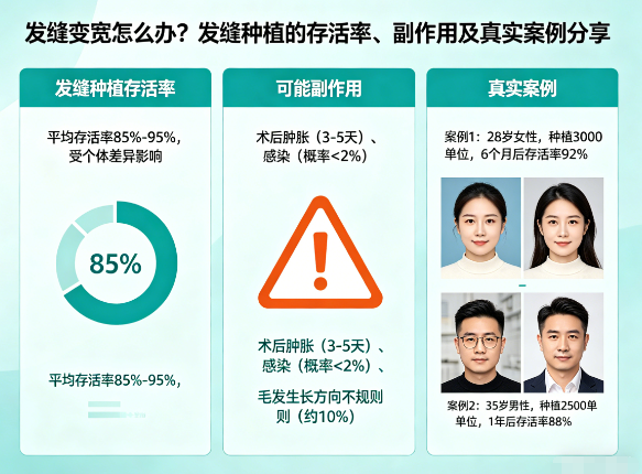发缝变宽怎么办？发缝种植的存活率、副作用及真实案例分享，看完这篇不踩坑！