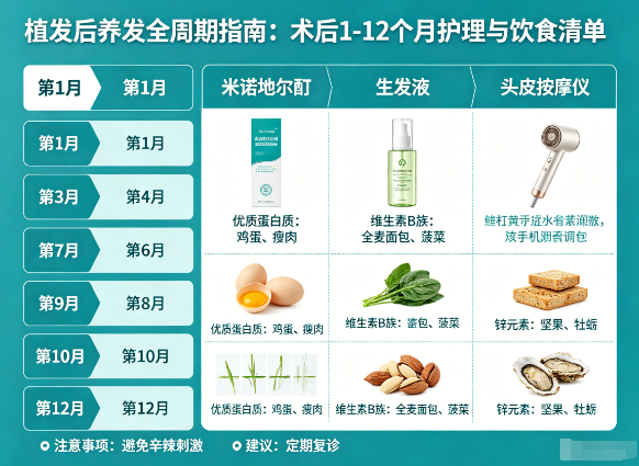 植发后养发需要多久？术后 1-12 个月护理产品+饮食清单
