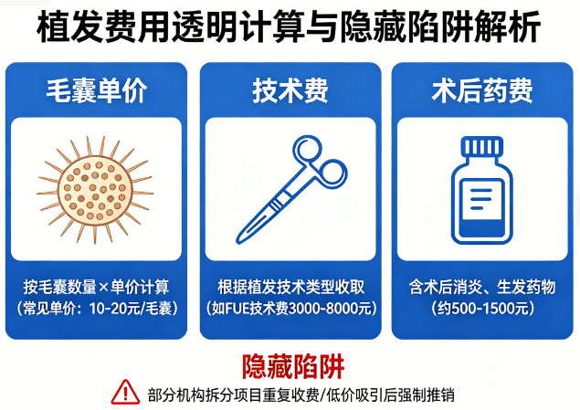 植发费用透明怎么算？毛囊单价+技术费+术后药费的隐藏陷阱