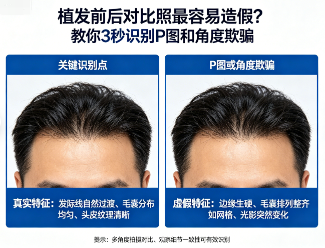 植发前后对比照最容易造假？教你 3 秒识别 P 图和角度欺骗