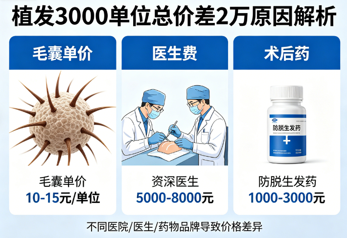 植发3000单位总价为什么差2万？毛囊单价+医生费+术后药的隐藏账单