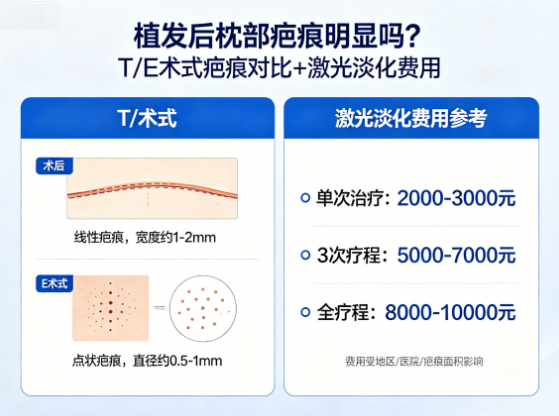 植发后枕部疤痕明显吗？FUT/FUE术式疤痕对比+激光淡化费用大揭秘