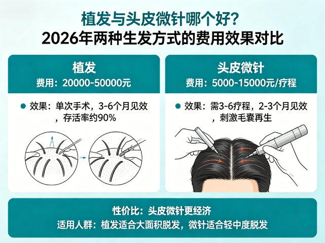 植发与头皮微针哪个好?2026年两种生发方式的费用效果对比