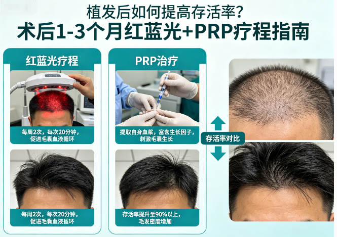 植发后如何提高存活率?术后1-3个月的红蓝光+PRP疗程