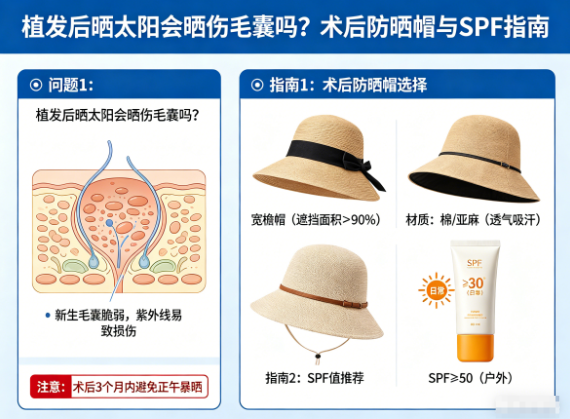 植发后晒太阳会晒伤毛囊吗?术后防晒帽与SPF指南