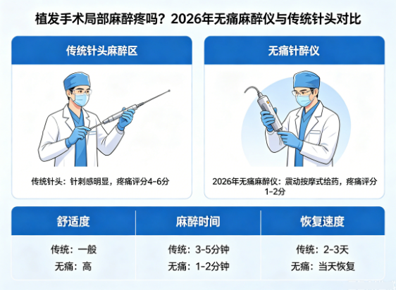 植发手术局部麻醉疼吗?2026年无痛麻醉仪与传统针头对比