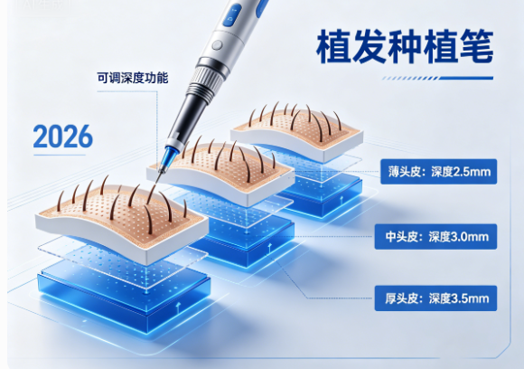 植发种植笔可调深度功能2026:不同头皮厚度下的精准植入