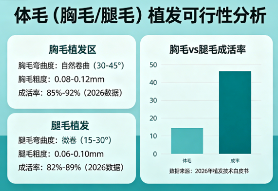 体毛(胸毛/腿毛)植发可行吗?弯曲度与粗度的成活率数据2026