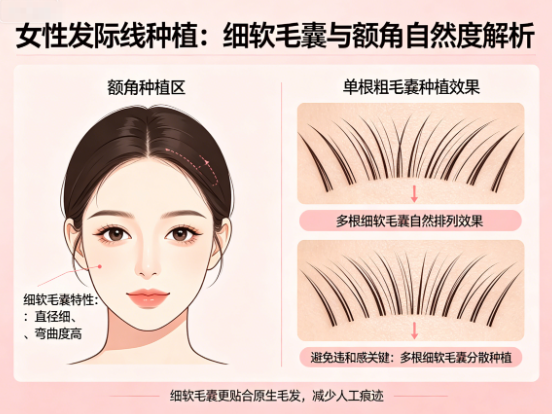女性发际线种植需要细软毛囊吗?额角多根毛囊的违和感避免