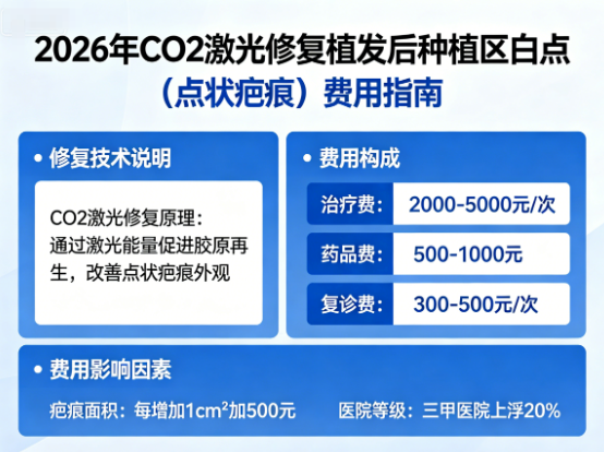 植发后种植区白点（点状疤痕）2026年CO2激光修复费用