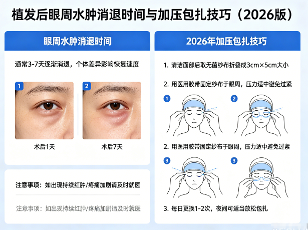 植发后眼睛肿胀（眼周水肿）多久消退？2026年加压包扎技巧