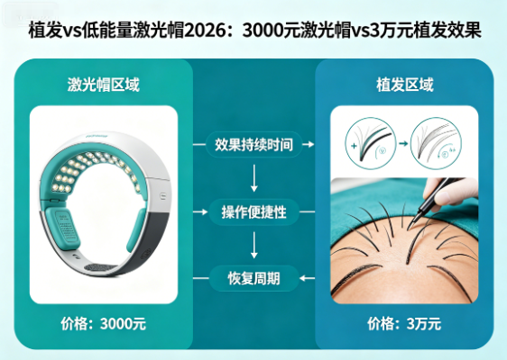 植发 vs 低能量激光帽2026：3000元激光帽 vs 3万元植发效果
