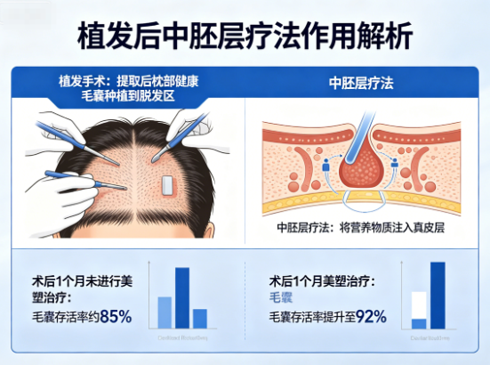 植发后配合中胚层疗法有用吗？术后1个月美塑治疗增强存活率