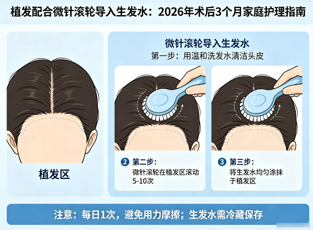 植发配合微针滚轮导入生发水:2026年术后3个月的家庭护理