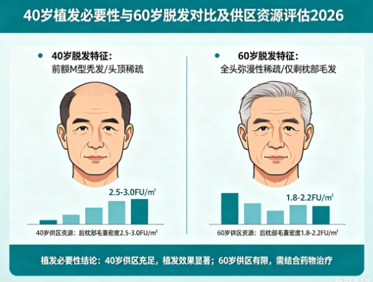 40岁植发还有必要吗?与60岁脱发面积对比及供区资源评估2026