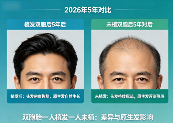 双胞胎一人植发一人未植:2026年5年对比差异与原生发影响