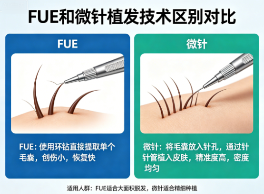 FUE和微针到底有什么区别?选错技术可能白挨一刀