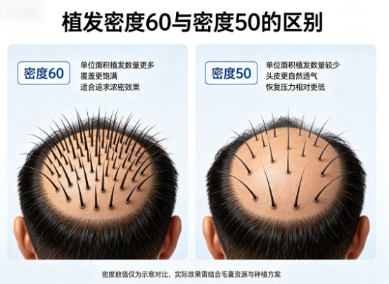 植发密度60和密度50的区别?